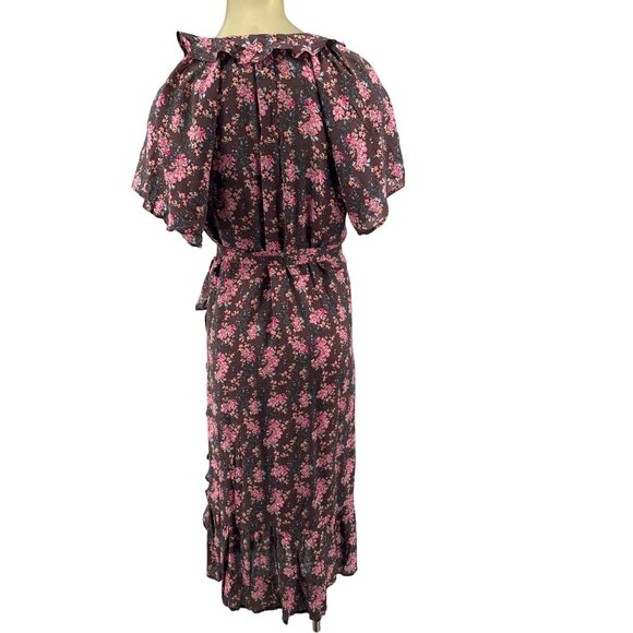 Buffalo David Bitton Floral Maxi Wrap Dress size medium brown cotton new $129 - Picture 3 of 8